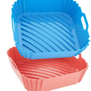 Air Fryer Silicone Liners Square 2 Pack 7.1 Inch Airfryer Liners 4-7 QT Reusable Air Fryer Liners Silicone Pot Oven Liner Baking Tray, Air Fryer Basket Silicone Mat Bowl Air Fryer Accessories Kitchen