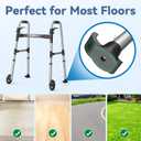 Loyoda Folding Walker with 2 Skis and 5" Wheels, Lightweight Walkers for Seniors and Adults, Supports Up to 350 Pounds, Adjustable Height, Compact Standard Walker, Black