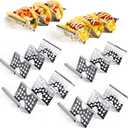 Taco Holders Set of 6, Stainless Steel Taco Holder Stand, Stylish Taco Shell Holders, Each Metal Taco Stands for 3 Tacos, Taco Rack Taco Serving Tray Oven, Grill and Dishwasher Safe