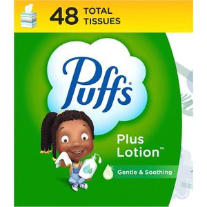 Puffs Plus Lotion Facial Tissue, 1 Cube Box, 48 Tissues Per Box