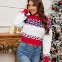LUBOT Christmas Sweaters Cardigans for Women Ugly Soft Fuzzy Knit Long Sleeve Pullover for Christmas Party Holiday S-XXL ((Cropped) Red & White)
