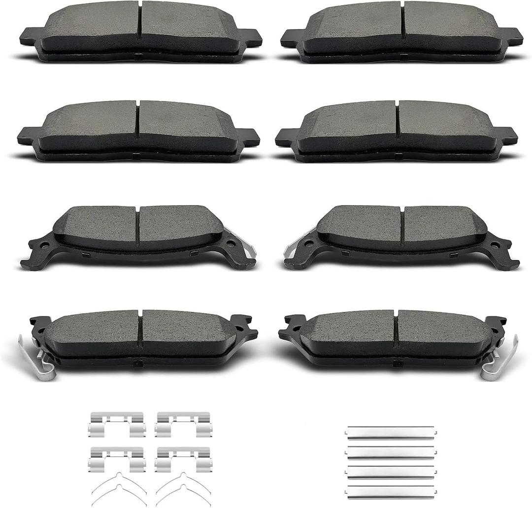 D1012 D1083 Front Rear Ceramic Brake Pads Set 8pcs With Clips Fit For 2004-2008 Ford F-150,For 2006-2008 Lincoln Mark LT