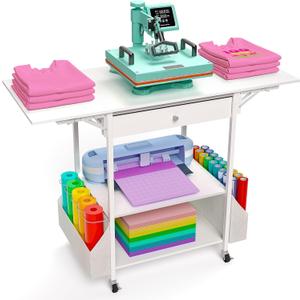 ππ«πππ’π Foldable Heat Press TableβHold 36 Vinyl Rolls, Movable Heat Press Stand Cart with Storage Bag, Collapsible Heavy Duty Workbench for Sublimation, T-Shirts and Caps Heat Transfer Project ππ«πππ’π Foldable Heat Press TableβHold 36 Vinyl Rolls, Movable Heat Press Stand Cart with Storage Bag, Collapsible Heavy Duty Workbench for Sublimation, T-Shirts and Caps Heat Transfer Project