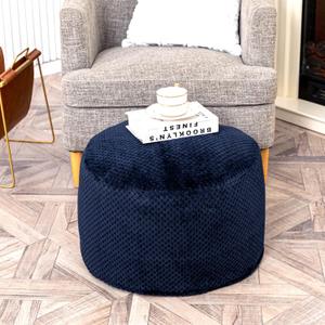 Asuprui Pouf Ottoman Unstuffed Ottoman Foot Rest No Filler Foot Stool 20x20x12 Inches Fuzzy Chair Floor Pouf Chair with Storage for Living Room Bedroom Navy Blue