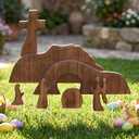 Thyle 7 Pcs The Empty Tomb Easter Scene and Cross Decoration Easter Jesus Resurrection Yard Sign with Stakes Jesus Nativity Scene Religious Christian Decoration for Outdoor Garden Porch Lawn