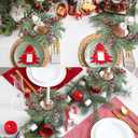 Sggvecsy 6 Pcs Christmas Candle Rings Norfolk Pine Wreath Artificial Red Berries Small Wreaths Table Centerpieces Kitchen Cabinets Pillars Mini Candle Rings for Window Front Door Decor