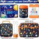 Fimibuke Kids Bento Snack Lunch Box with 4 Compartment, Insulated Lunch Bag, Stainless Steel Vacuum Thermo Food Jar, Ice Pack, Utensils Set, Birthday Gifts for Age 3-12 Back to School Toddler Girl Boy