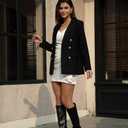 Reitoye Knee High Black Boots Women Sexy Pointed Toe Stiletto Tall Boots Side Zipper Dress Fashion Boots Shoes, Size 11