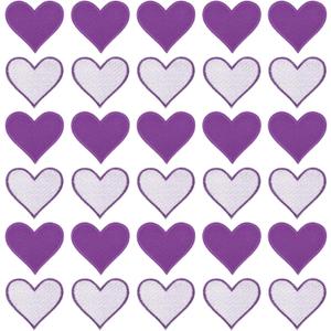 MECCANIXITY 60pcs Large Heart Shaped Iron on Patches 2.7x2.8 inch Embroidered Sew Patches Appliques Garment Embellishments for Clothing Repair Backpack, Purple
