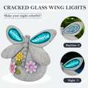 Solar Dragonfly Garden Decor with Cracked Glass Wings, Outdoor Resin Dragonfly Statue with Solar Light for Patio, Lawn, Yard Ornament Eco-Friendly Housewarming Gift for Women