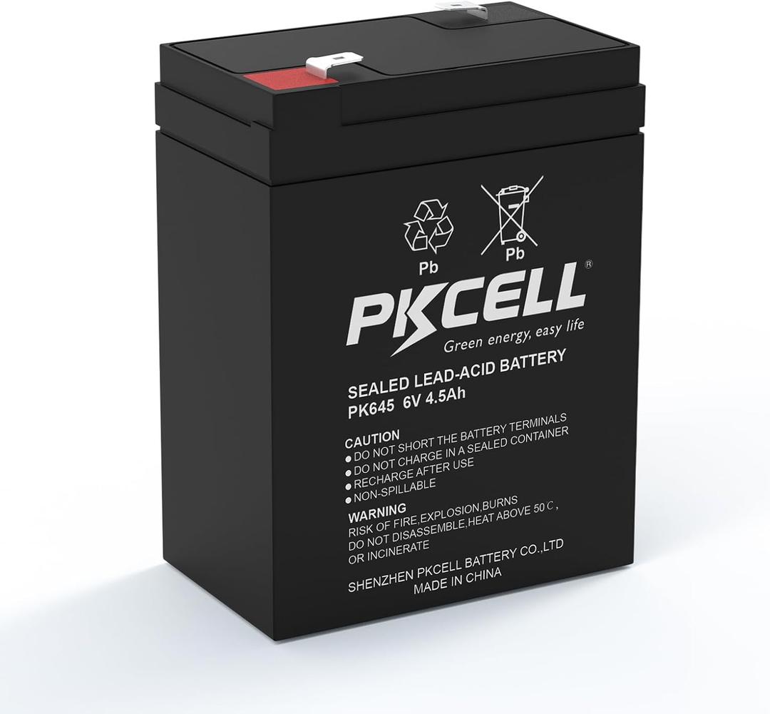 PKCELL 6 Volt 4.5Ah Rechargeable Sealed Lead Acid Battery, SLA Replacement Batteries (F1 Terminals), Rechargeable SLA AGM Battery for Auto Deer Feeder Ride on Cars