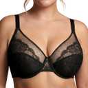 Minimizer Bras for Women Lifting Full Coverage Underwire Lace Bras Plus Size Unlined Breathable Bra for Heavy Breast (Black, 36I)