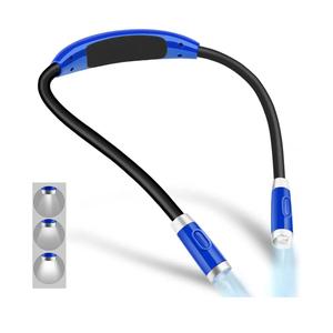 Vekkia Rechargeable LED Neck Reading Light, Book Lights for Reading in Bed, 3 Brightness Levels, Flexible Soft Silicone Arms Comfortable Wear, Long Lasting. Great for Readers, Craft & Knitting