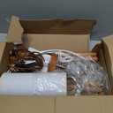 LEPOWER Wood Tripod Floor Lamp, Mid Century Standing Lamp for Living Room, Flaxen Lamp Shade, Modern Design Standing Lamp with E26 Base, Tall Floor Light for Bedroom, Study Room and Office Brown