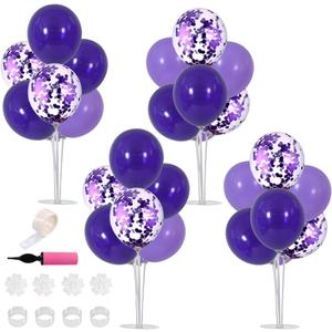 TONIFUL 4 Purple Balloon Stand Centerpiece Table Decorations for Birthday Baby Shower Wedding Engagement Mother's Day Graduation Halloween Party Decorations