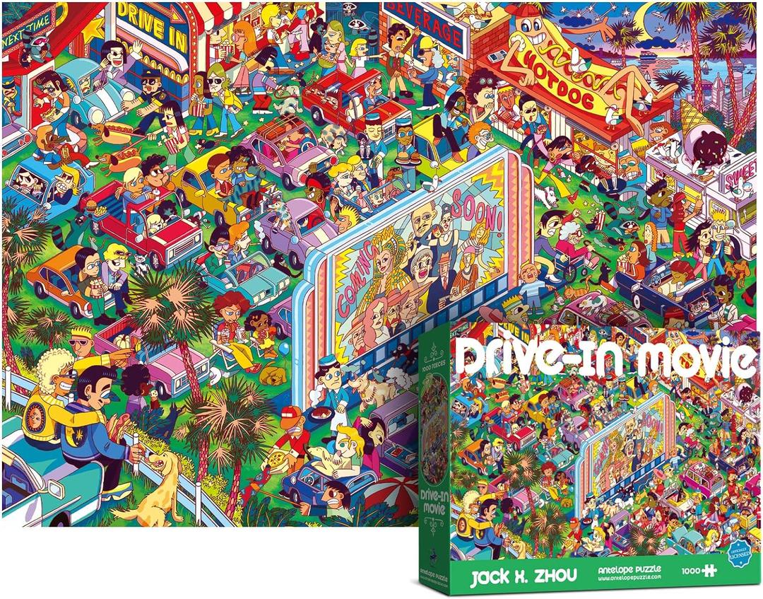 Antelope - 1000 Piece Puzzle for Adults, Drive-in Movie Jigsaw Puzzles 1000 Pieces - 1000 Pieces High Resolution, Matte Finish, Smooth Edging, No Dust Puzzle