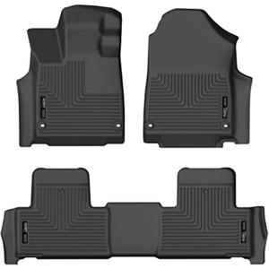 Husky Liners Weatherbeater Floor Mats | Fits 2022-2025 Acura MDX | Front & 2nd Row, 3-pc Black - 95181