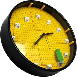 Building Accessories Minifigure Display Case,Memorabilia Display Case for Figures,Box Frame for Wall Top with Dust Protection,Kids Figures Blocks Clock,Toy Storage Box,Birthday Gift for Children (Yellow)