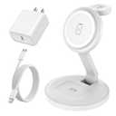 Charging Station for Apple Magnetic Wireless iPhone Mag-Safe Charger,15W 3in1 Foldable Wireless Dock Fast MagSafe Charger Stand for iPhone 17 Pro Max/16 Plus/16 ProMax/15/14/13,Apple Watch,AirPods Pro (1Pack, White)