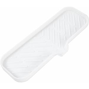 MicoYang Silicone Bathroom Soap Dishes with Drain Spout-Bathroom and Kitchen Sink Organizer,Sponge Holder,Dish Soap Tray,Perfect for Dispenser,Scrubber,Bottle,Cup on Sink or Counter-White 12"4"