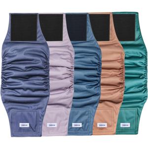 Reusable Dog Diapers Male, Premium Washable Belly Bands for Dogs Medium, Pack of 5, High Absorbing Dog Wraps for Doggie & Puppy in Incontinence or Excitable Urination and Training(M) (Light Solid Color)