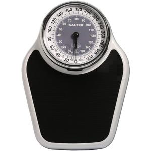 Salter Pro-Helix Professional Oversized Bathroom Scale with Black Vinyl Anti-Slip Bath Mat, 400 LB Capacity, Analog Scale, 18.25" x 13.0" Black/White