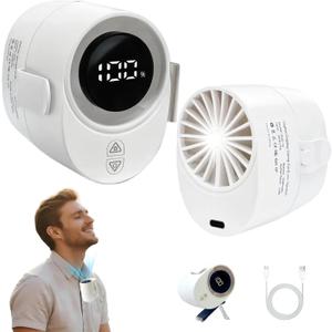 CHICWAY Portable Clip On Fan, 6-Speed Small Waist Fan with LED Display, 20H Rechargeable Personal Fan with Flashlight, Hands-Free Shirt/Belt/Desk Mini Fan for Outdoor, Travel, Camping