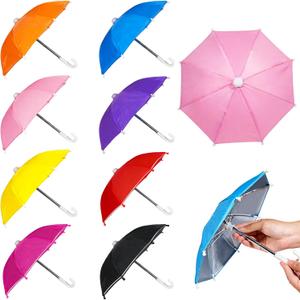 Hiawbon 1:6 Scale 8 Pcs Miniature Umbrellas Adjustable Mini Colorful Sunny Rainy Umbrella for 18 Inch People Decoration