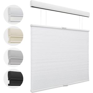MiLin Cordless Top Down Bottom Up Cordless Cellular Shades Color-Matched Cellular Shades Cellular Blinds for Windows Honeycomb Design Blinds & Shades (Light Filtering White, 36" W x 64" H)