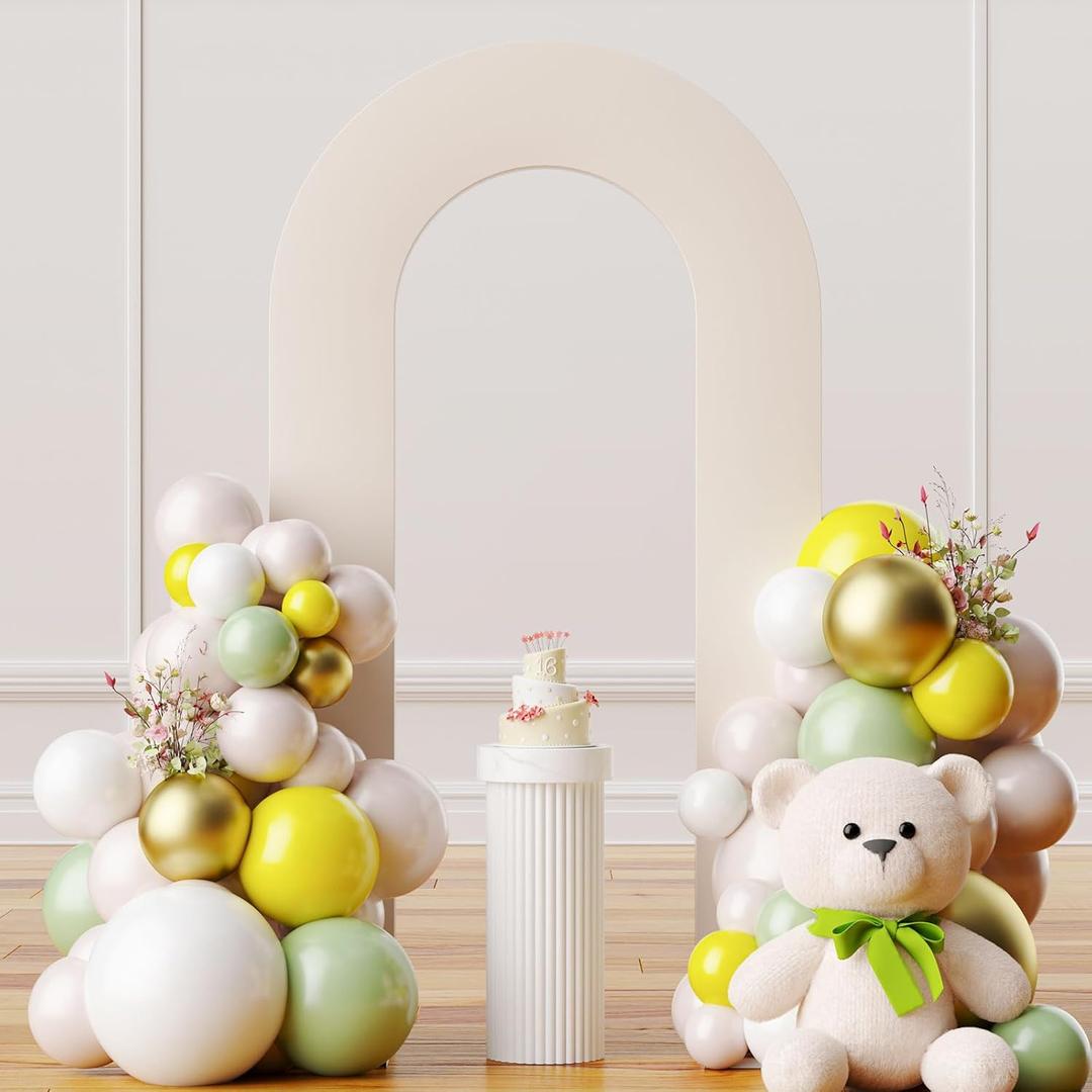 Ivory 7.2FT Open Arch Backdrop U Shaped Cover, Spandex Double Sided Arch Cover, Fitted Round Top Chiara Stand Cover for Party Wedding Ceremony Baby Shower Birthday Decoration