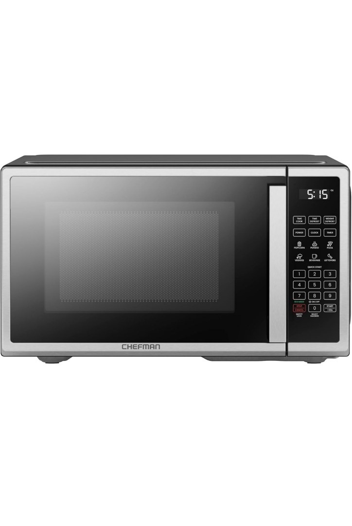 Chefman Countertop Microwave Oven 0.7 Cu. Ft. Digital Stainless Steel Microwave 700 Watts with 6 Auto Menus, 10 Power Levels, Eco Mode, Memory, Mute Function, Child Safety Lock, Easy Clean
