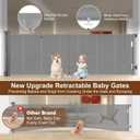 Miumoon 120 inch Retractable Baby Gates 34 inch Tall, Retractable Gate with Reinforced Strip Design to Prevent Crawling Through, 10 FT Extra Wide Retractable Dog Gate for Indoor/Outdoor