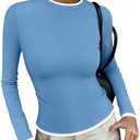 ZESICA Women's Long Sleeve Crewneck Shirts Spring Knit Slim Fitted Casual Basic Tee Sweater Tops M