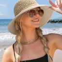 FURTALK Beach Hats for Women Summer Straw Sun Hat Wide Brim Crochet Hats (L)