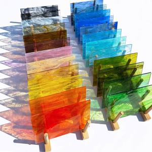 LITMIND 24 Sheets Transparent Streaky Stained Glass Sheets  Mystic Rainbow Mix, 6 x 4 Inch Smooth Art Glass for Mosaics, Suncatchers & DIY Crafts