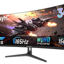34 Inch Ultrawide Curved Gaming Monitor - WQHD 3440x1440p, 165Hz, 120% sRGB, FreeSync, VESA Mountable (DP&HDMI Cable Incl.) - Immersive PC Monitor for Gamers & Professionals, Black
