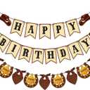 GCQQ Western Cowboy Happy Birthday Banner - Rustic Wild West Birthday Decorations 9.8FT Pre-Strung Cowboy First Rodeo Theme Party Supplies 75Inch Sheriff Badge & Horse Paper Bunting Garlands for Boy & Girls