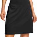 G Gradual 19" Skorts for Woman Knee Length Golf Skirt Long Athletic Tennis Skorts for Women Dressy Casual with Shorts Pockets (Black, XXL)