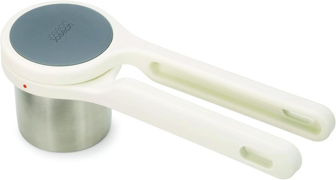 Joseph Joseph Helix Potato Ricer Masher Ergonomic Twist-Action Hand Manual Stainless Steel For Mashed Potato, Vegetable Purees, Stainless Steel, White