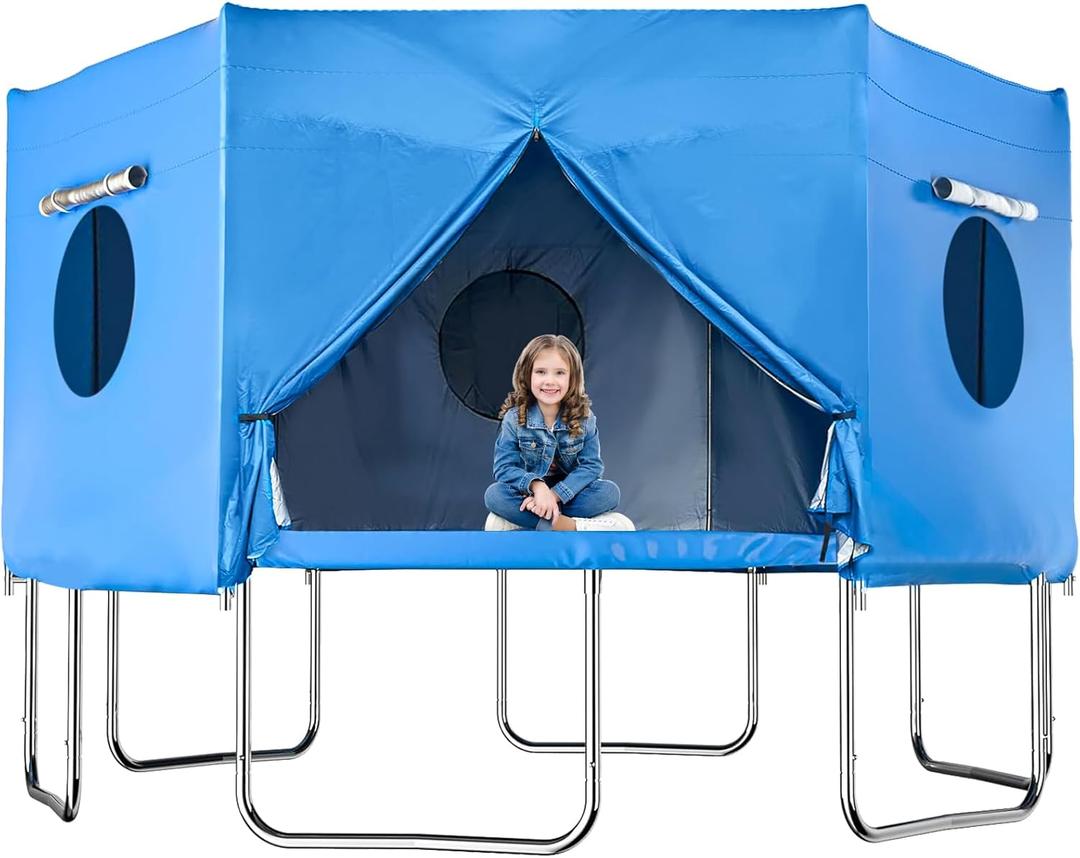 14FT 6 Straight Poles Trampoline Tent, Premium Oxford with Sunscreen Coating TrampolineTent Cover, Outdoor Fun for Kids,Protect from Sun (Tent Only)
