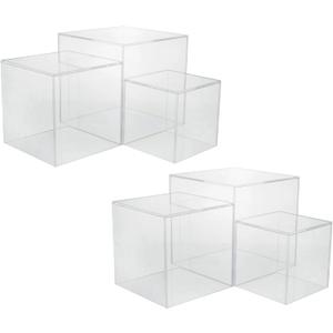 Red Co. Set of 3 Crystal Clear Acrylic Cube Display Nesting Riser Stands with Hollow Bottoms | Transparent - 2-Pack
