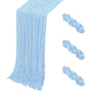 3 Pack Baby Blue Cheesecloth Table Runner, 17 x 108 Inch, Gauze Cheese Cloth Table Runner Rustic Sheer Runner for Wedding Birthday Party Baby Shower Table Decor(Baby Blue)