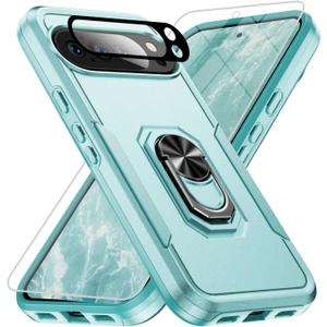 for Google Pixel 10 Pro Case [15 FT Military Grade Drop Protection] with Screen Protector & Lens Protector Heavy-Duty Shockproof Kickstand Case for Pixel 10 Pro Green
