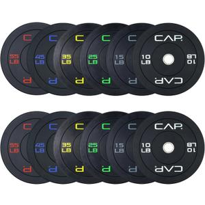 CAP Barbell 2-Inch Olympic Bumper Plate Weight Set |100 lbs | Economy