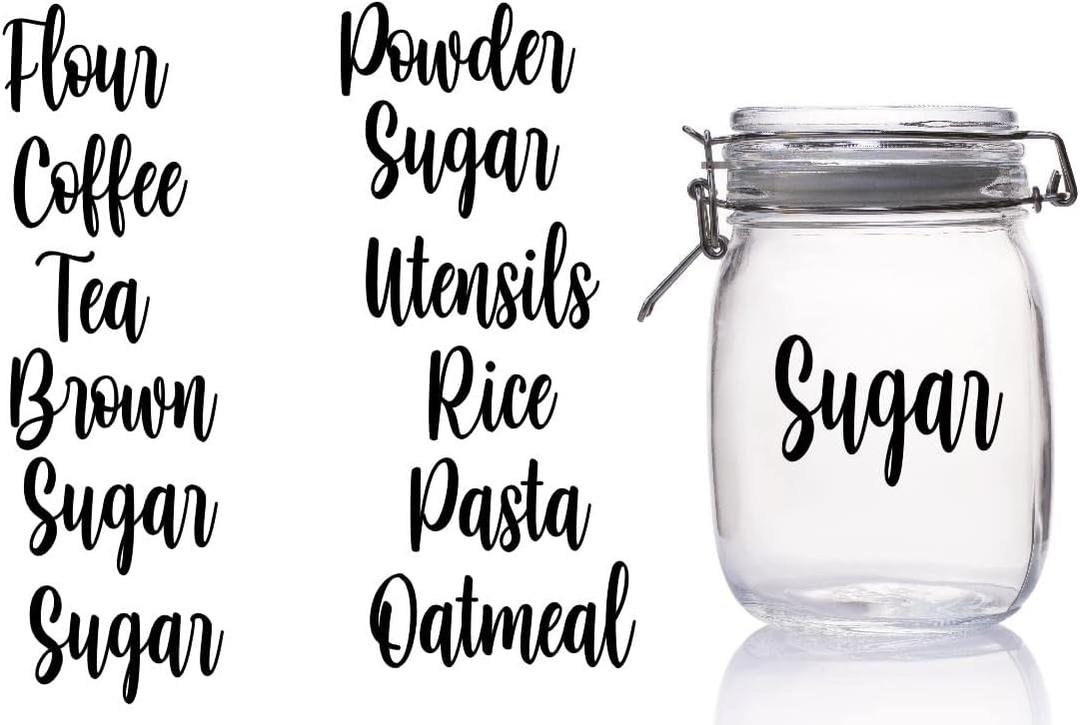 Thistle Brook Cottage Flour Coffee Sugar Tea Decal Stickers Labeling for Jars Kitchen Organization 10 Pack Canisters Pantry Label