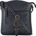Oak Leathers Leather Crossbody Bag For Women With Adjustable Sling Strap - Medium Size Crossover Shoulder Handbag Purse (Nappa Blue)
