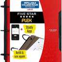 Five Star Flex Refillable Notebook + Study App, College Ruled Paper and 1 Inch TechLock Ring Binder with Pockets, Tabs and Dividers, 200 Sheet Capacity, Fire Red (29328AB2)