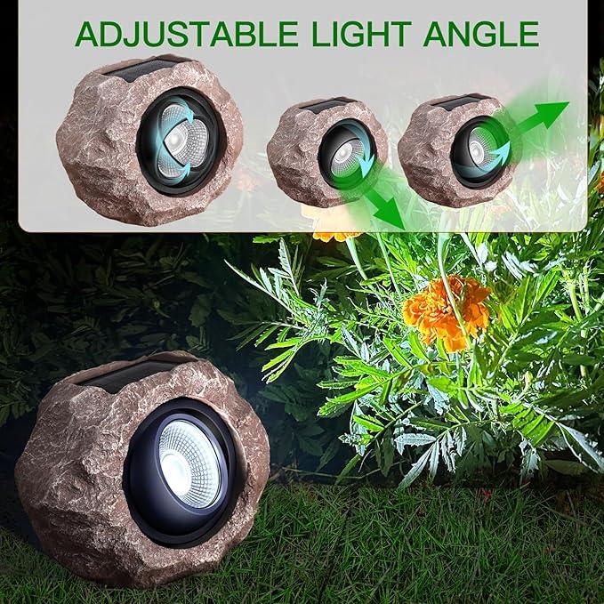 DGSCAK Solar Rock Lights Outdoor, 3 Pack Solar Spotlights Outdoor Waterproof Super Bright Rock Light, Adjustable Light Angle Landscape Rocks for Decks Yard Pathway Walkway Patio Lawn