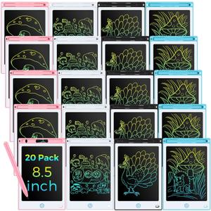 Zhehao 20 Pack LCD Writing Tablet for Kids: 8.5 Inch Colorful Drawing Doodle Boards - Reusable Erasable Doodle Board Educational Learning Toys Gifts for Toddlers Ages 3-8 Party Favors(Pastel,Classic)