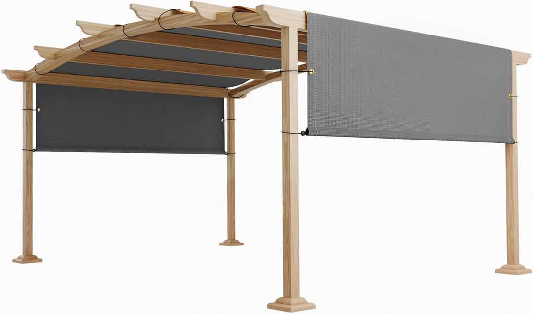 TANG 8'x12' Pergola Shade Cover Replacement Canopy for Patio Deck Sunshade Universal Shade Cloth with Grommets for Garden, Sunscreen Fabric with Weighted Rods(Light Grey)